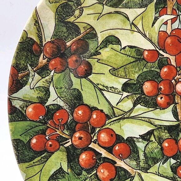 Le Houx Gien France Hollyberries & Blue Ribbon Coffee Cup & Saucer Dessert Plate - Picture 7 of 16